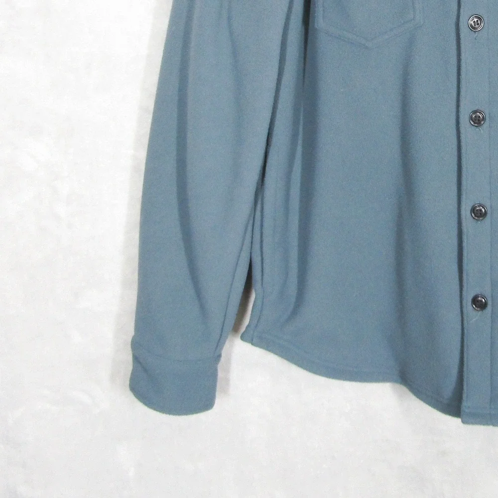 Edgevale Shirt Jacket Men's Size Large Blue Fleece Button Up Made in USA Shacket
